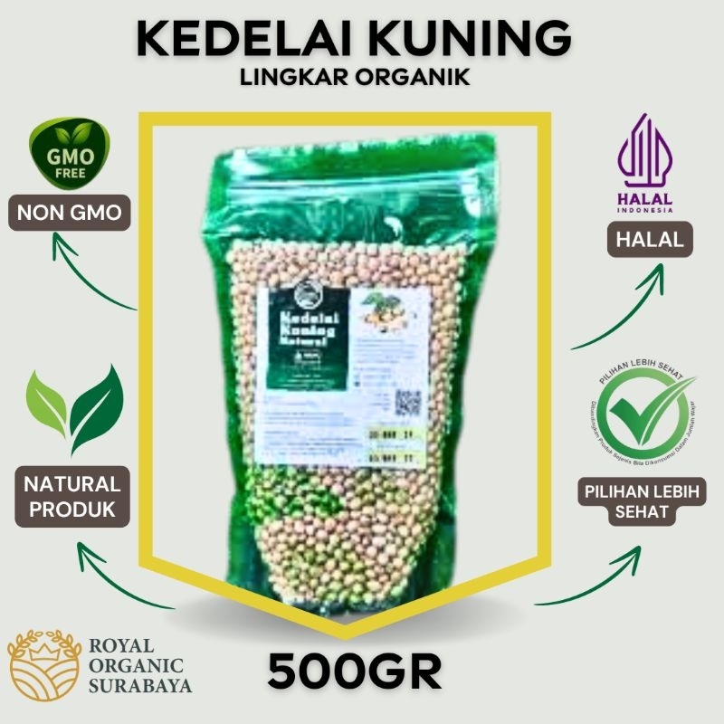 

Kacang Kedelai Organik 500gr Lingkar Organik Kemasan Vakum, cocok untuk MPASi