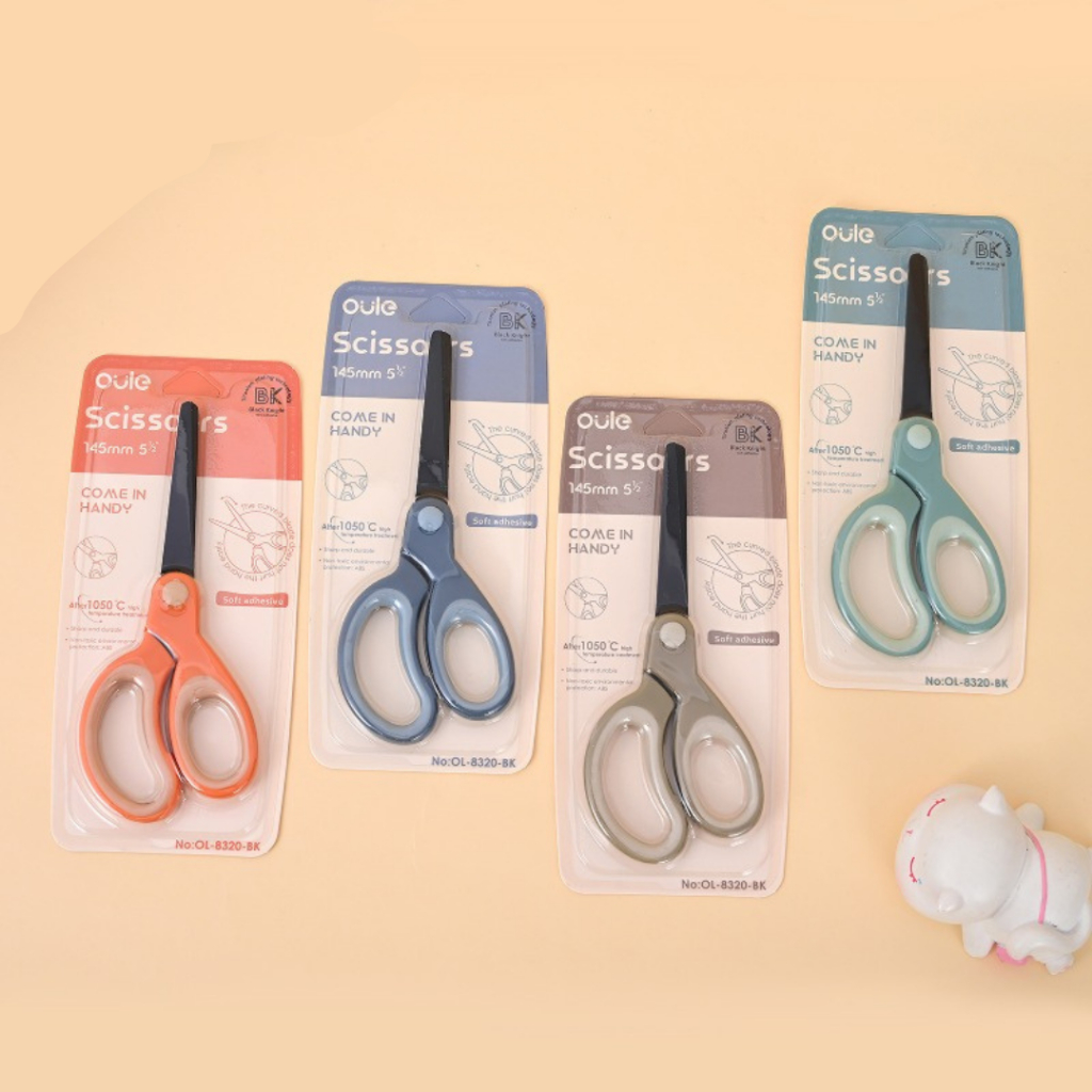 

1Pcs Gunting Stainless Steel Oule Scissors Round Pastel OL 8321-BK - OL 8320-BK - School and Children Scissors - Gunting Panmomo Oule - Titanium Coated