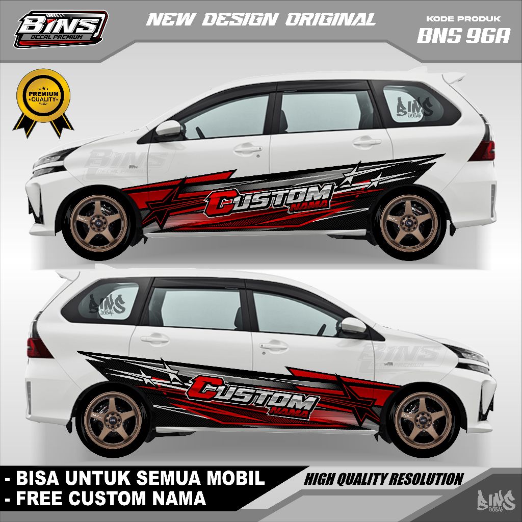 BNS96-DECALL STIKER CUSTOM MOBIL SIGRA AVANZA XENIA CALYA ERTIGA COCOK SEMUA TIPE GRATIS REQUEST NAM