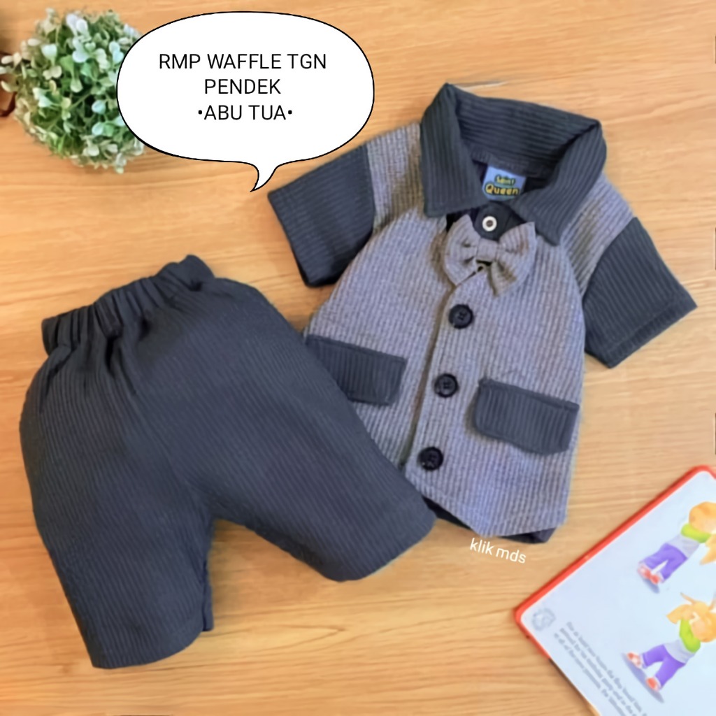 Setelan Anak Laki Laki - Set stelan Kemeja Rompi Jas pesta kondangan Waffle Baju Bayi Laki Laki tang