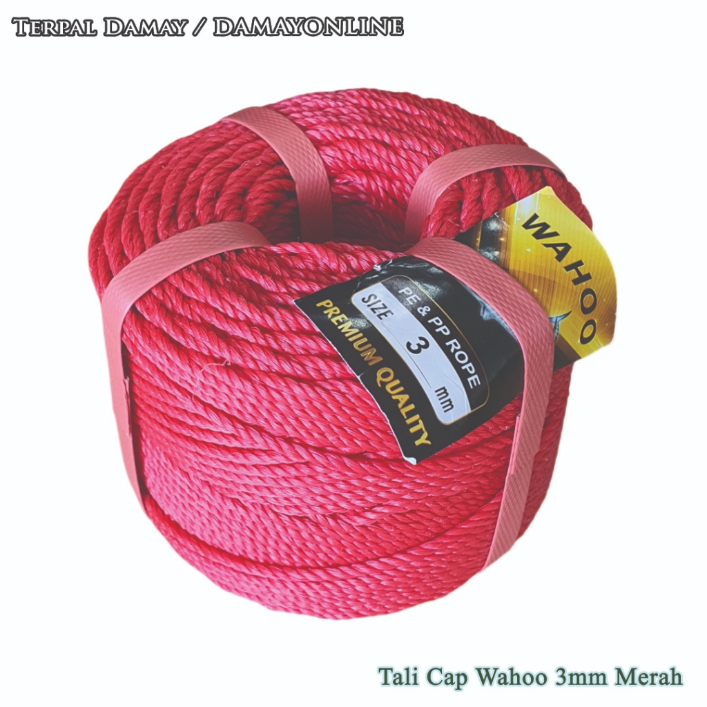

Tali Tambang PE Cap Wahoo 3mm Merah / Rol ( Harga Per Rol )