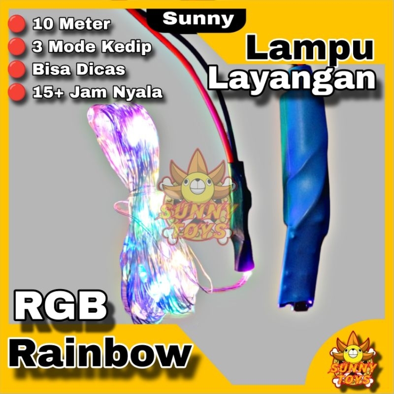 Lampu Layangan RGB 10 Meter Bisa Dicas 3 Mode Kedip Lampu Layang Layang 10m Rgb Rainbow