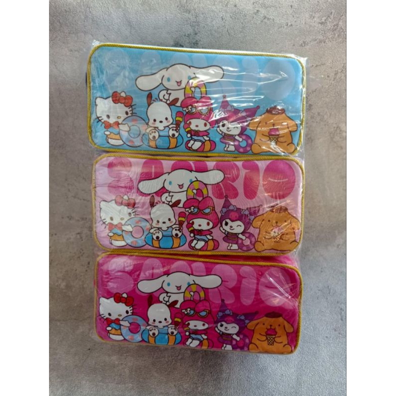 

(ecer) tepak kubus/oval jumbo sanrio full || tempat pensil karacter resleting || free plastik