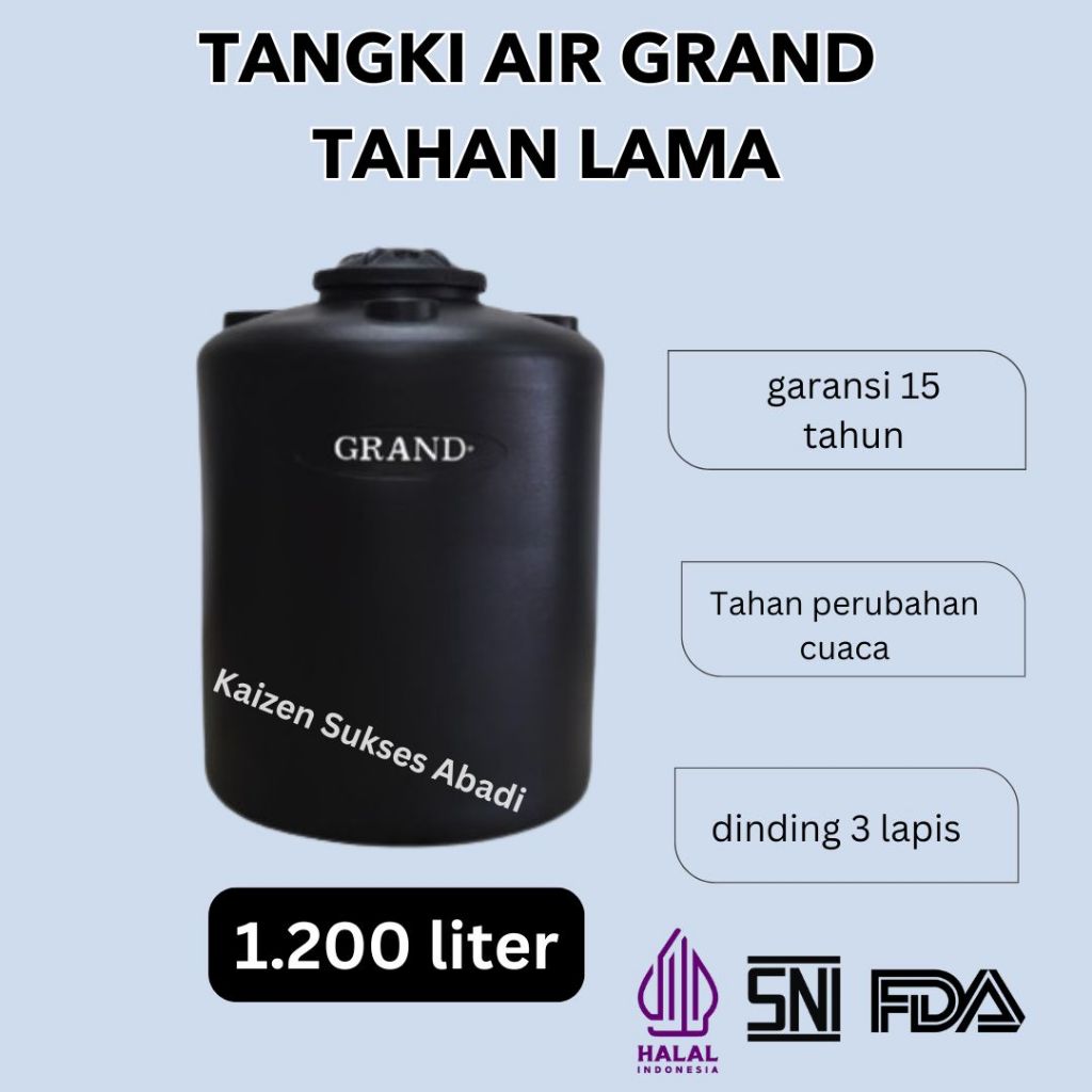 tangki toren tandon air atas rumah plastik merek tedmond grand GBL TA volume 1200 1000 1100 1300 150