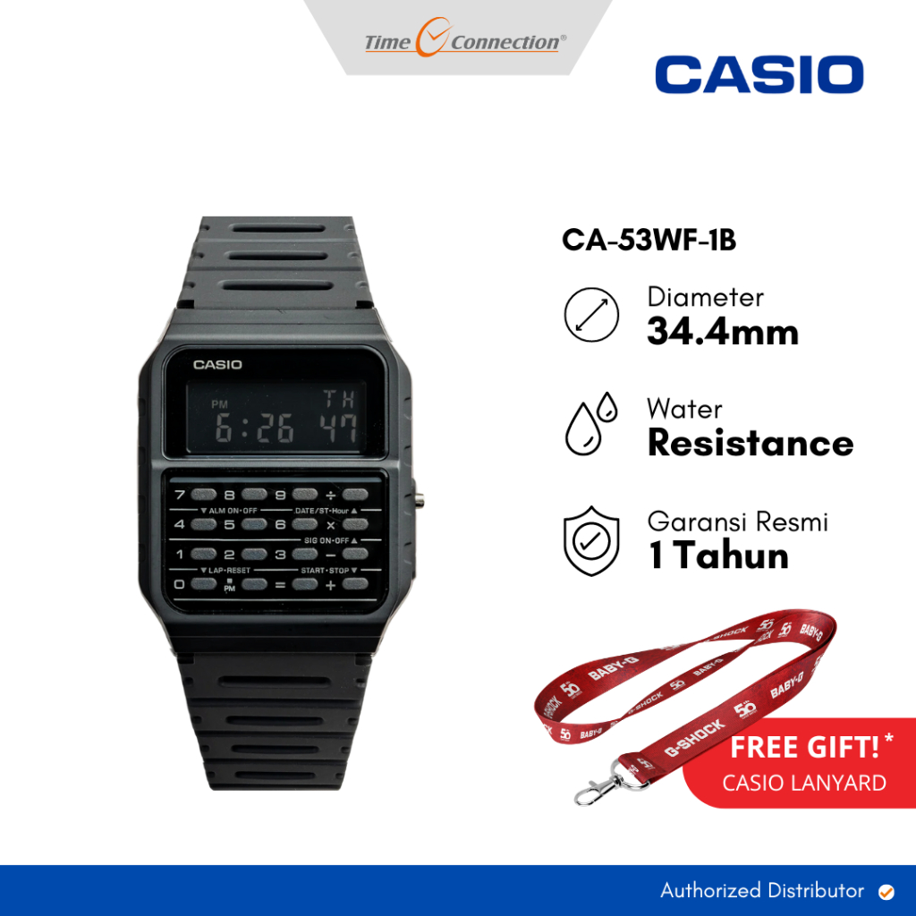 Casio CA-53WF-1B Hitam Original / Jam Tangan Pria Wanita Digital Kalkulator