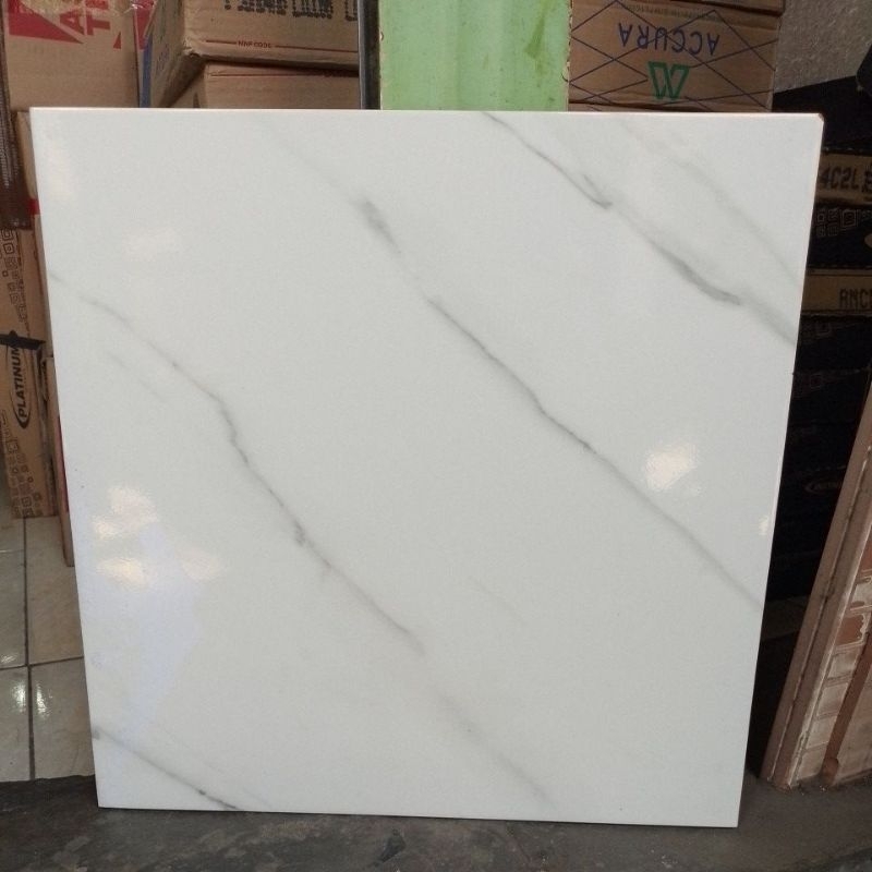 Keramik putih 40x40 motif marmer