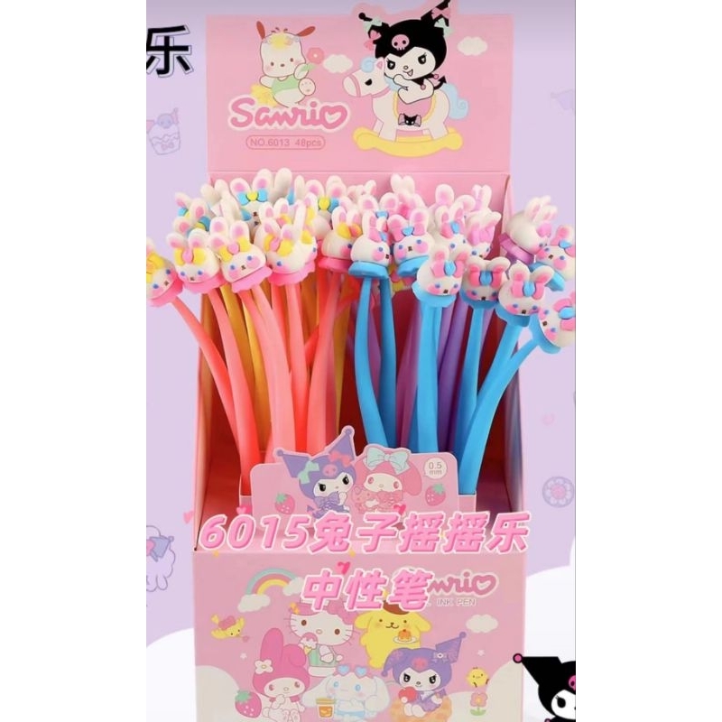 

48pcs Pulpen Goyang / Pulpen Lentur / Pulpen Elastis 3D Boneka Lotso -- Sanrio Set -- Kelinci