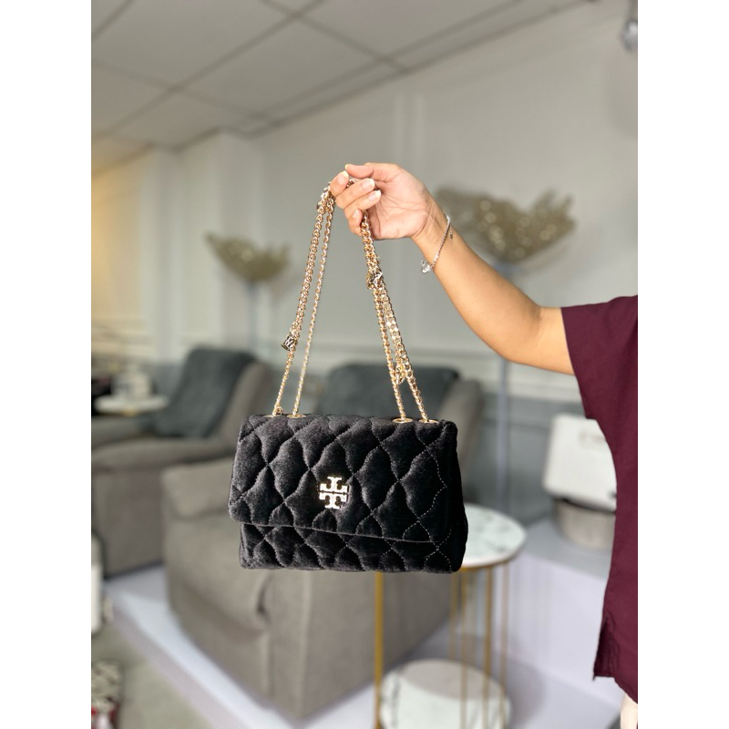 shoulder bag woman TB black, purple, mocha suede gold chain strap