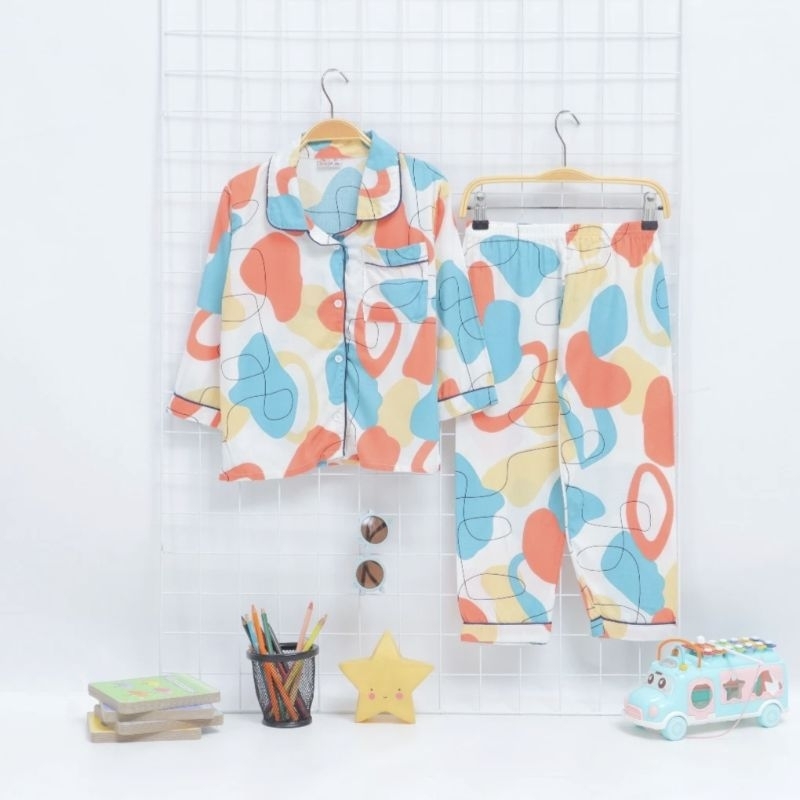Setelan Piyama Baju Tidur Lengan Panjang Anak Usia 1-10Th Laki Laki Perempuan Katun Rayon Import