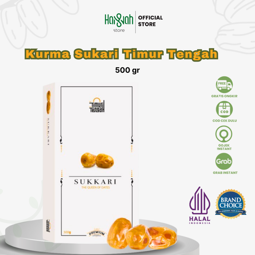 

Kurma Sukari Timur Tengah 500 gr = Kurma Sukari Premium High Quality Natural Dates