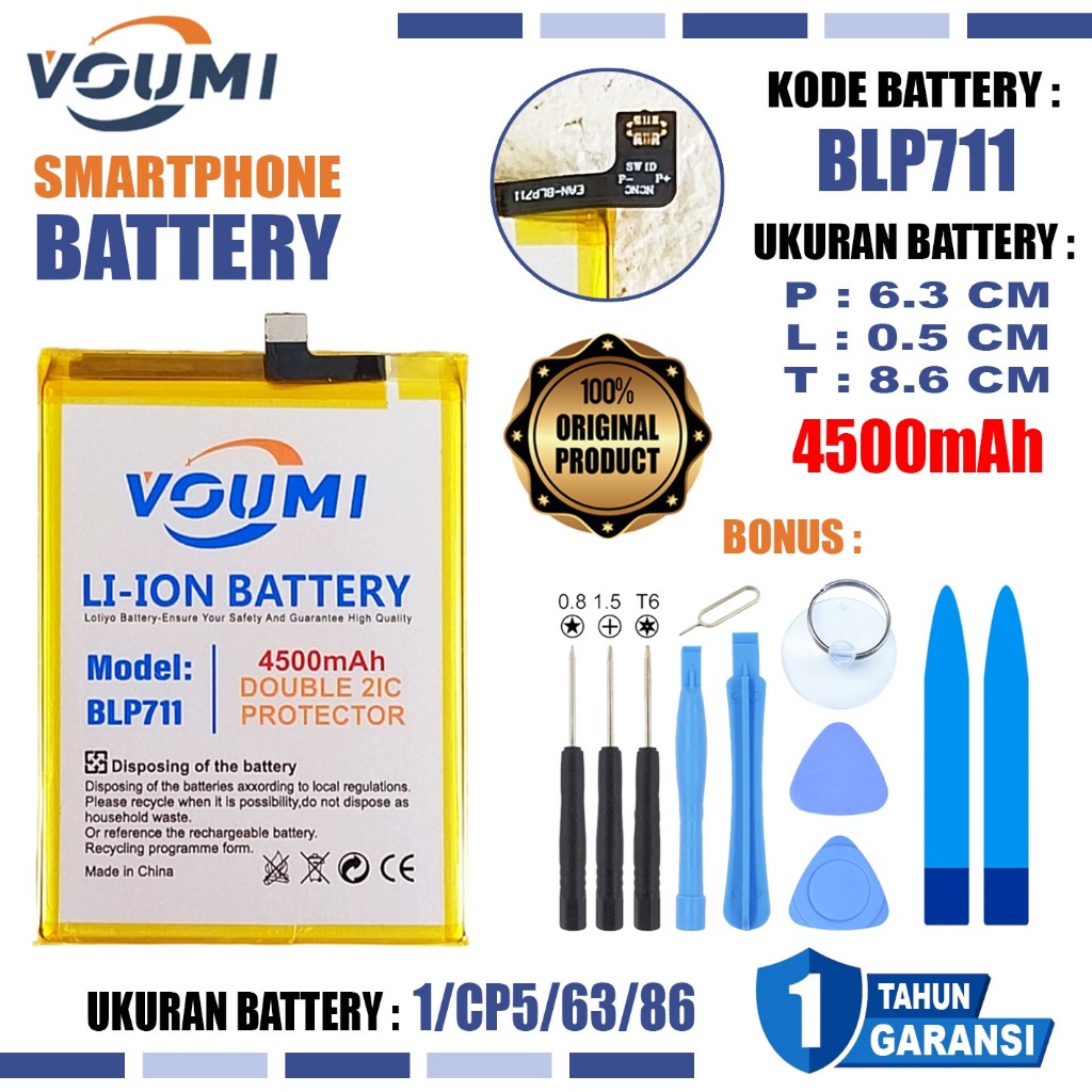 VOUMI BLP711 Baterai Battery Double IC Power high Capacity Compatible Hp Oppo A1K - CPH1923