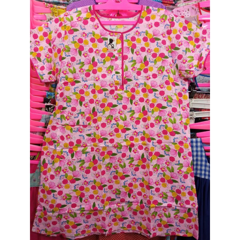 Daster Bahan Katun Lengan Pendek Jumbo XL Tebal Adem Cantik Murah Tidur Hamil dan Menyusui Busui Bum