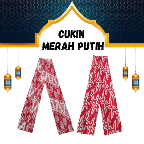 Ready Syal Selendang Batik Merah Putih / Agustusan/Cukin Batik Merah Putih/Syal Merah Putih Batik