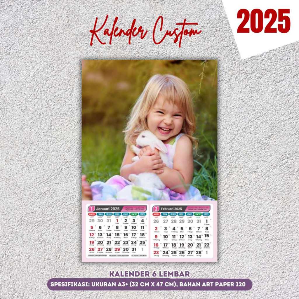 

kalender dinding isi 6 lembar 2025/kalender anak custom