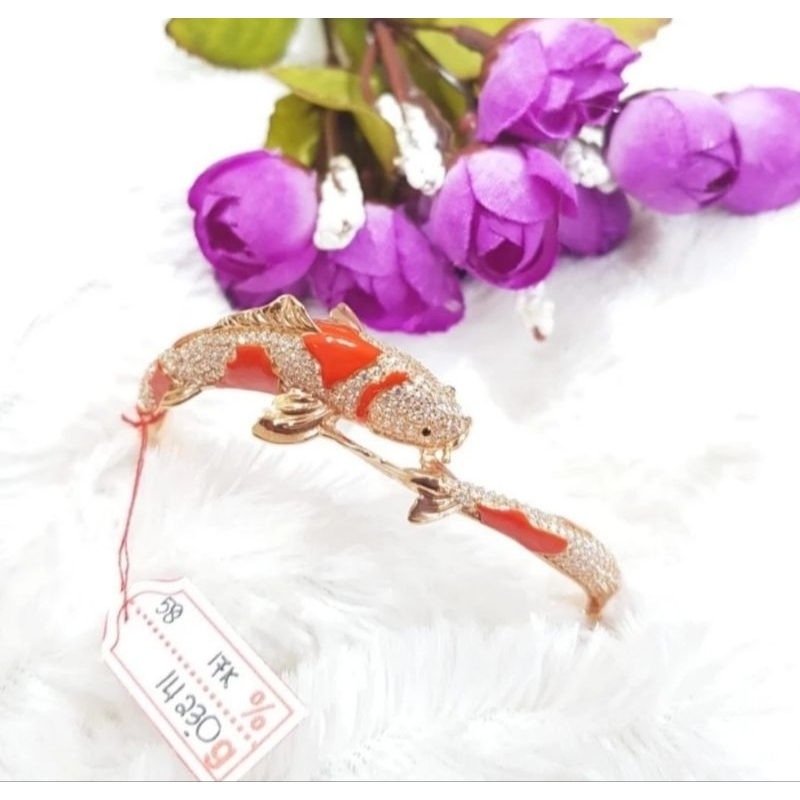 Gelang bangle emas 75 ikan koi orange