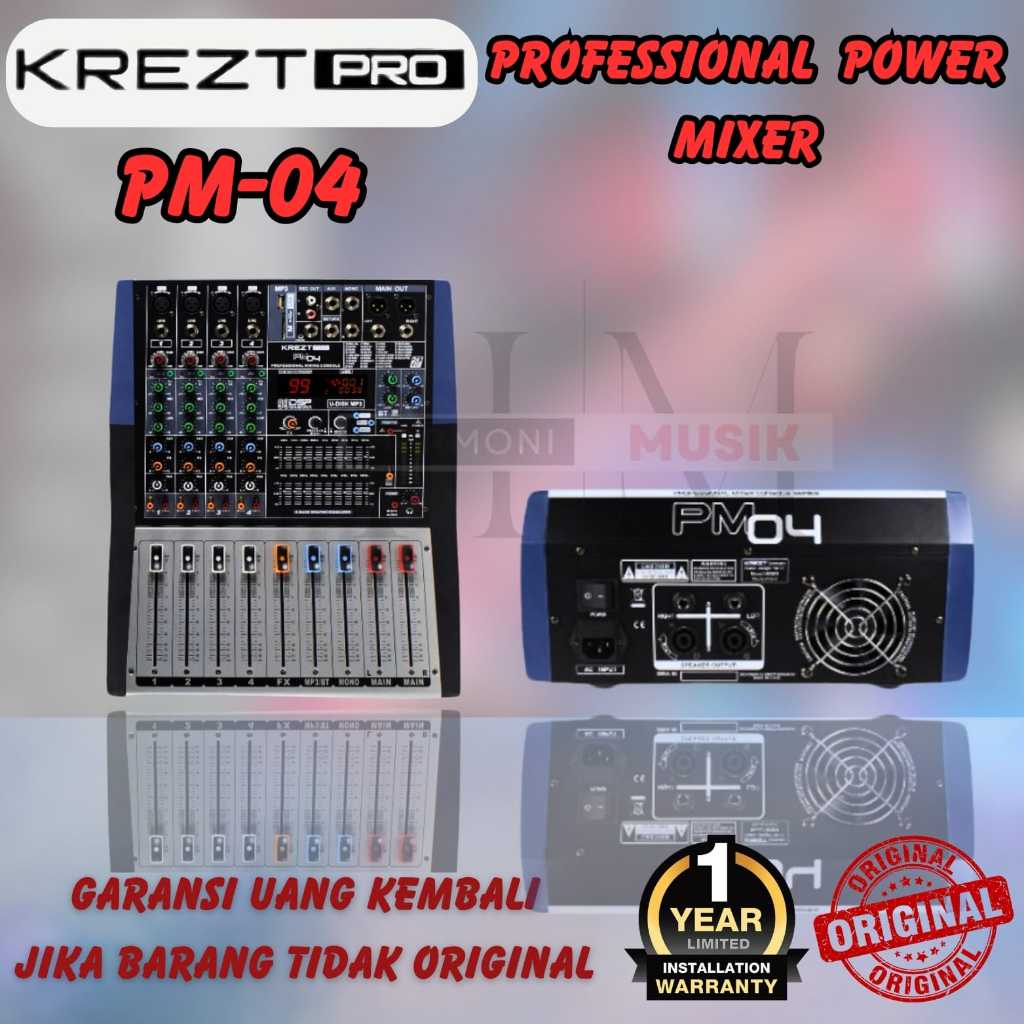 Power Mixer KREZT PM04 / PM 04 Power Mixer 4 CHannel KREZT PM04 - GARANSI RESMI 1 TAHUN