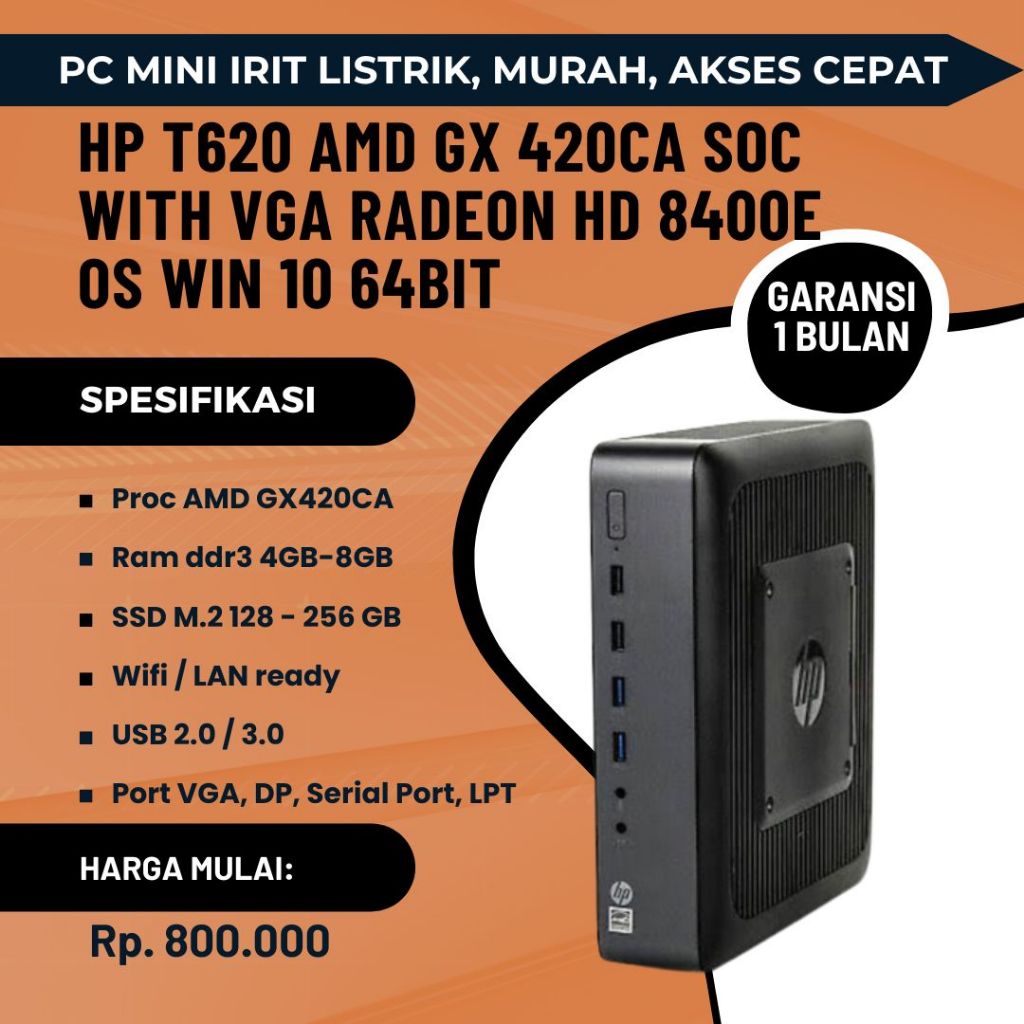 PC mini HP T620 Plus Ram 4gb with Ssd M.2 128 | 256gb plus wifi