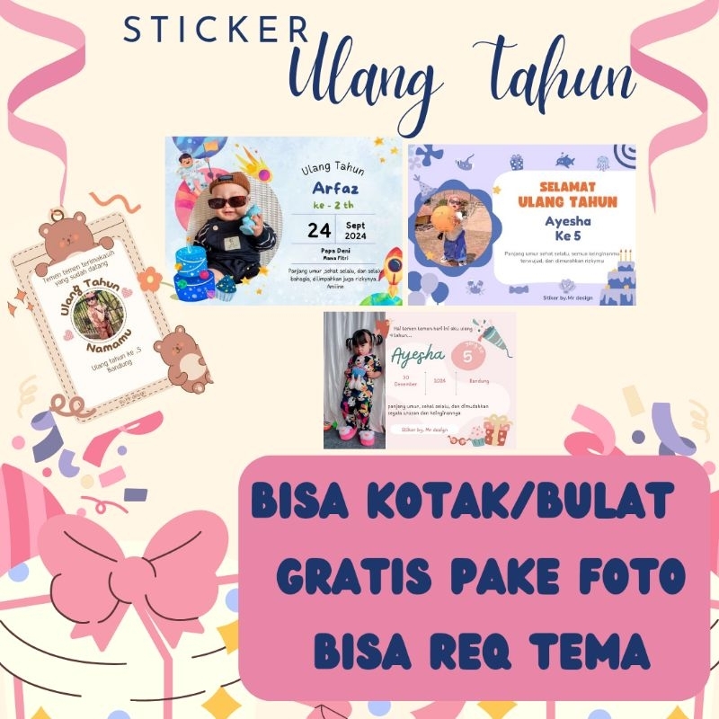 

Sticker ulang tahun Uk.4x7cm bahan 40pcs