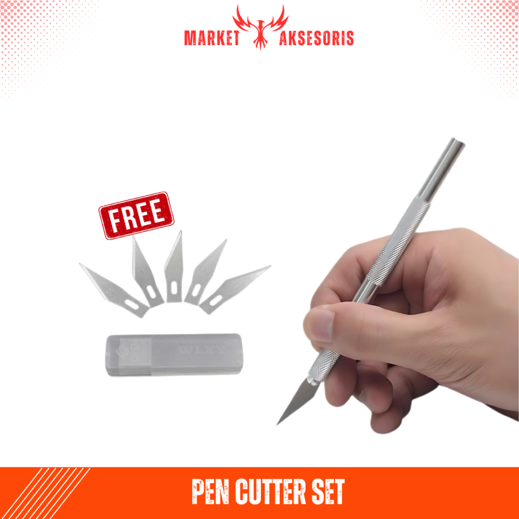 

Sheet Paper Cutting Paket Pisau Ukir Free Refill Pen Cutter Pisau Potong Kertas Kecil Stiker Alat Pemotong Akrilik HPL PCB PVC High Grade Metal Knife