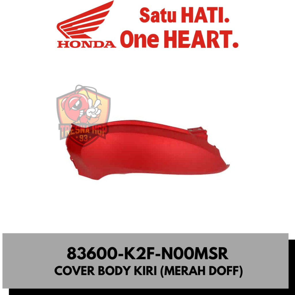 83600-K2F-N00MSR COVER BODY KIRI (MERAH DOFF) SCOOPY ESP K2F ORIGINAL | COVER L BODY 83600K2FN00MSR