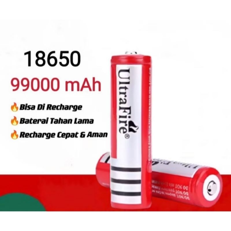 BATERAI CAS BATTERY CHARGE 18650 RECHARGEABLE 9900 MAH ULTRFIRE