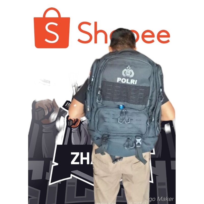 Tas Ransel Hitam Pembagian Jatah Polri 2024 Original 55L Jatah Polri