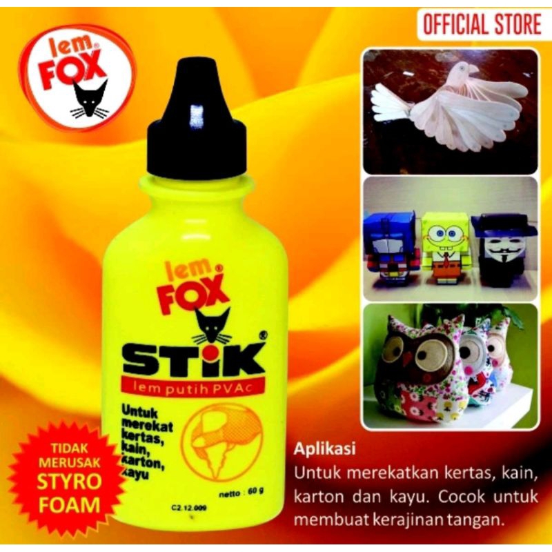 

Lem Fox Stik PVAc Botol 60 Gram