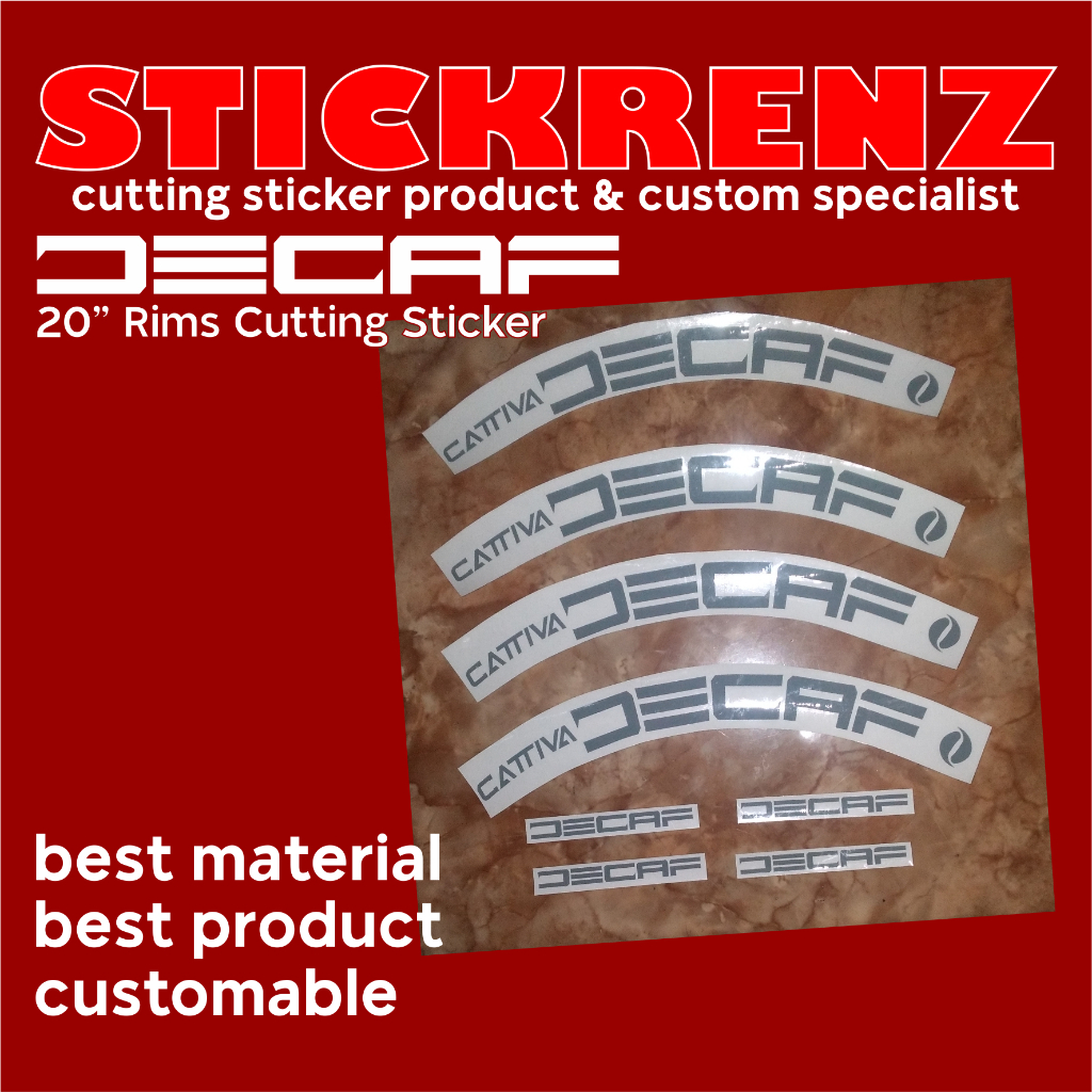 Cutting Sticker Stiker Velg Rims Sepeda Lipat 20" DECAF 01 Custom