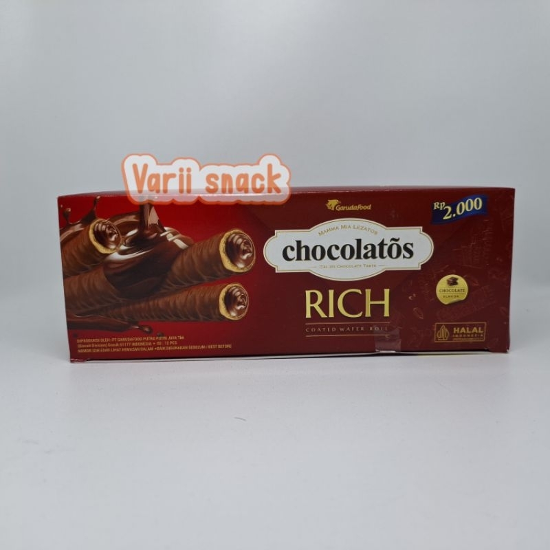 

Coklatos Rich Coated Wafer Roll Chocolate Flavour 1 Box 12 pcs