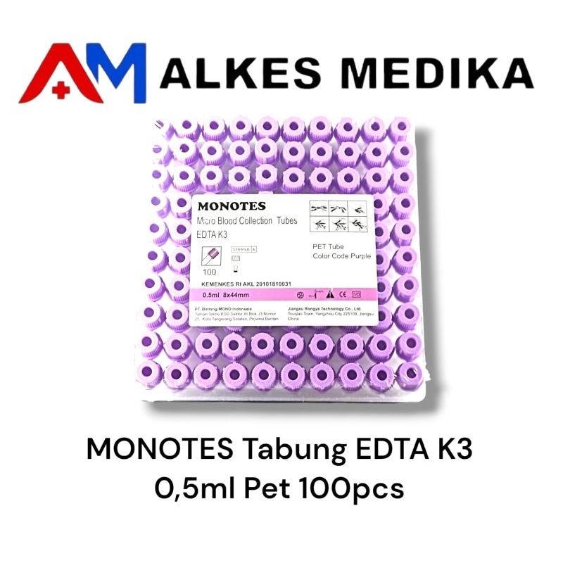 MONOTES Vacutainer EDTA 0,5 ml Tabung Darah Micro Tube EDTA K3 0.5ml