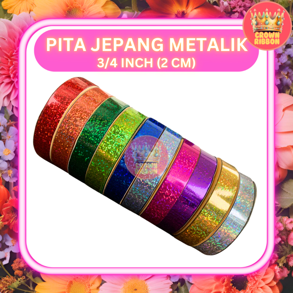 

Pita Jepang METALIK Plastik Kado 3/4 inch = 2 cm