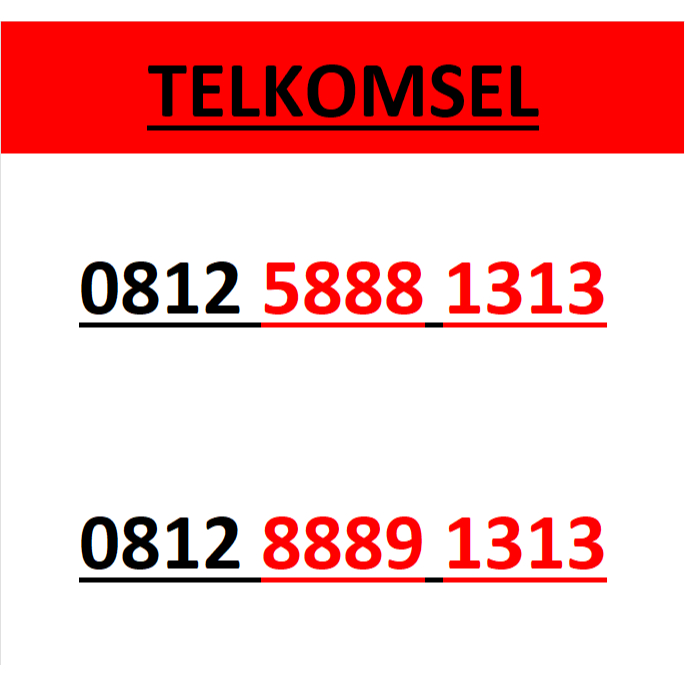 Nomor cantik simpati telkomsel seri abab 1313 murah lengkap w1000