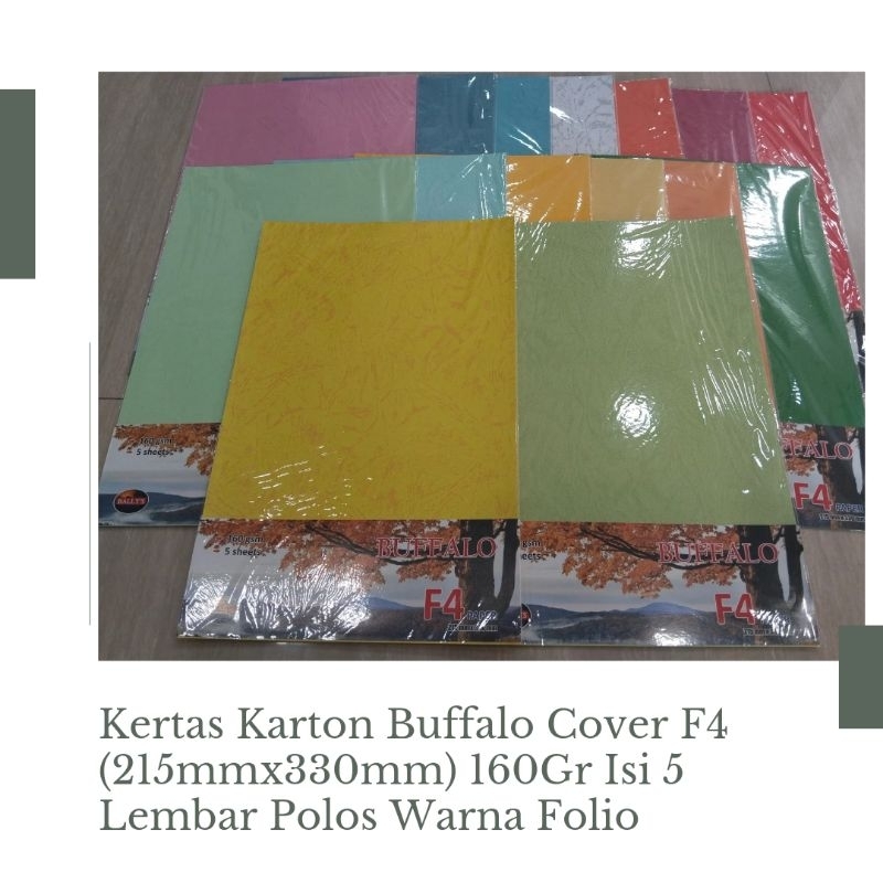 

Kertas Karton Buffalo Cover F4 (215mmx330mm) 160Gr Isi 5 Lembar Polos Warna Folio