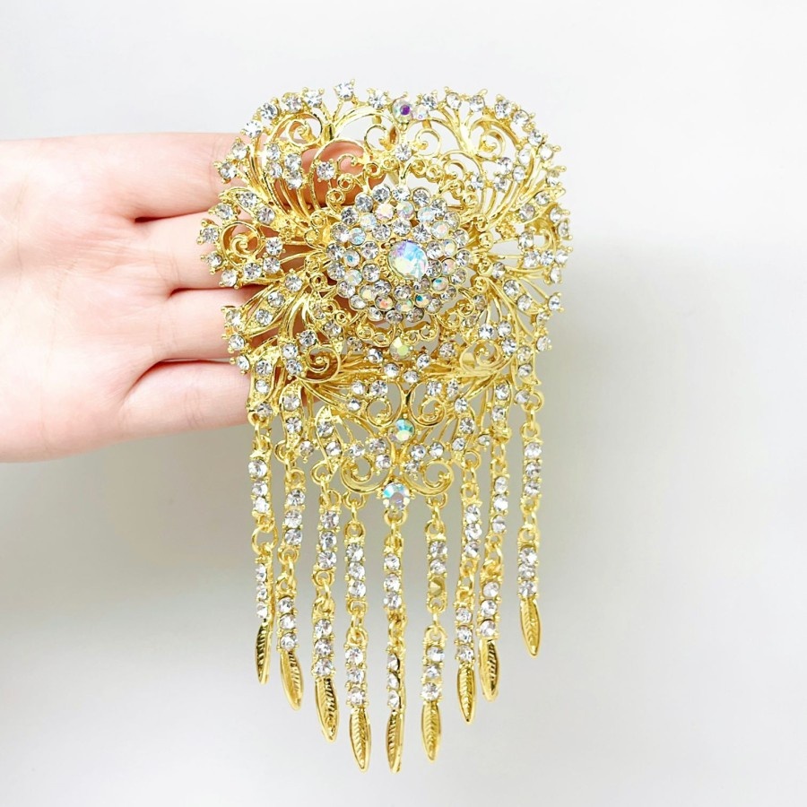 Bros wanita kebaya jumbo silver / bros muslim jurai permata full model