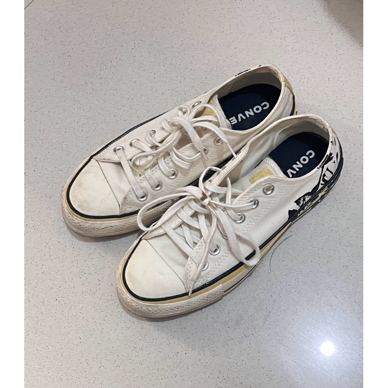 PRELOVED SEPATU CONVERSE ORIGINAL 100% CTAS LIFT OX EGRET/SATURN GOLD/BLACK SIZE 37 WITH BOX