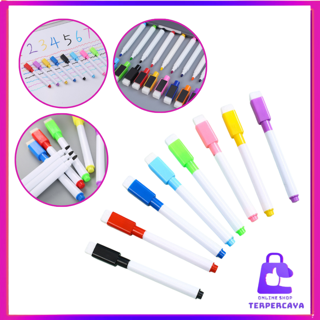 

OST Spidol Papan Tulis Mini Magnet White Board Sepidol Kecil Mini Magnetik Warna Warni Penghapus Wipe And Clean Whiteboard Magnetic Marker Anak Anak Spidol 2 IN 1