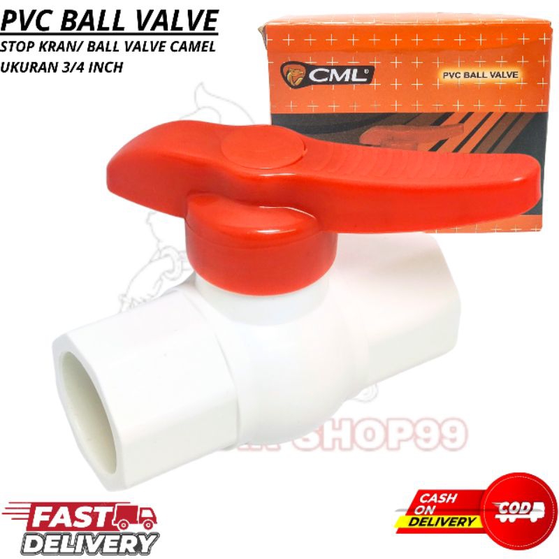 STOP KRAN PVC CML 3/4"/BALL VALVE PVC CML 3/4/STOP KRAN AIR PVC PARALON 3/4" INCHI / PENYAMBUNG PIPA