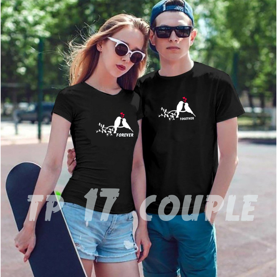 COD-BAJU KAOS COUPLE LENGAN PENDEK-BIRD-BAJU PASANGAN MOTIF PRINT SABLON-COUPLE TRENDY-KAOS COUPLE-A