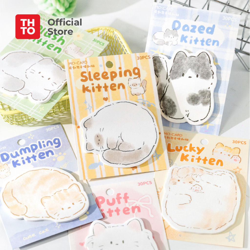 

THTO Sticker Sticky Paper Kertas Cute Kucing Kitty Cat 30 Pcs Note Kreatif Aesthetic Tradisional Stationery A135