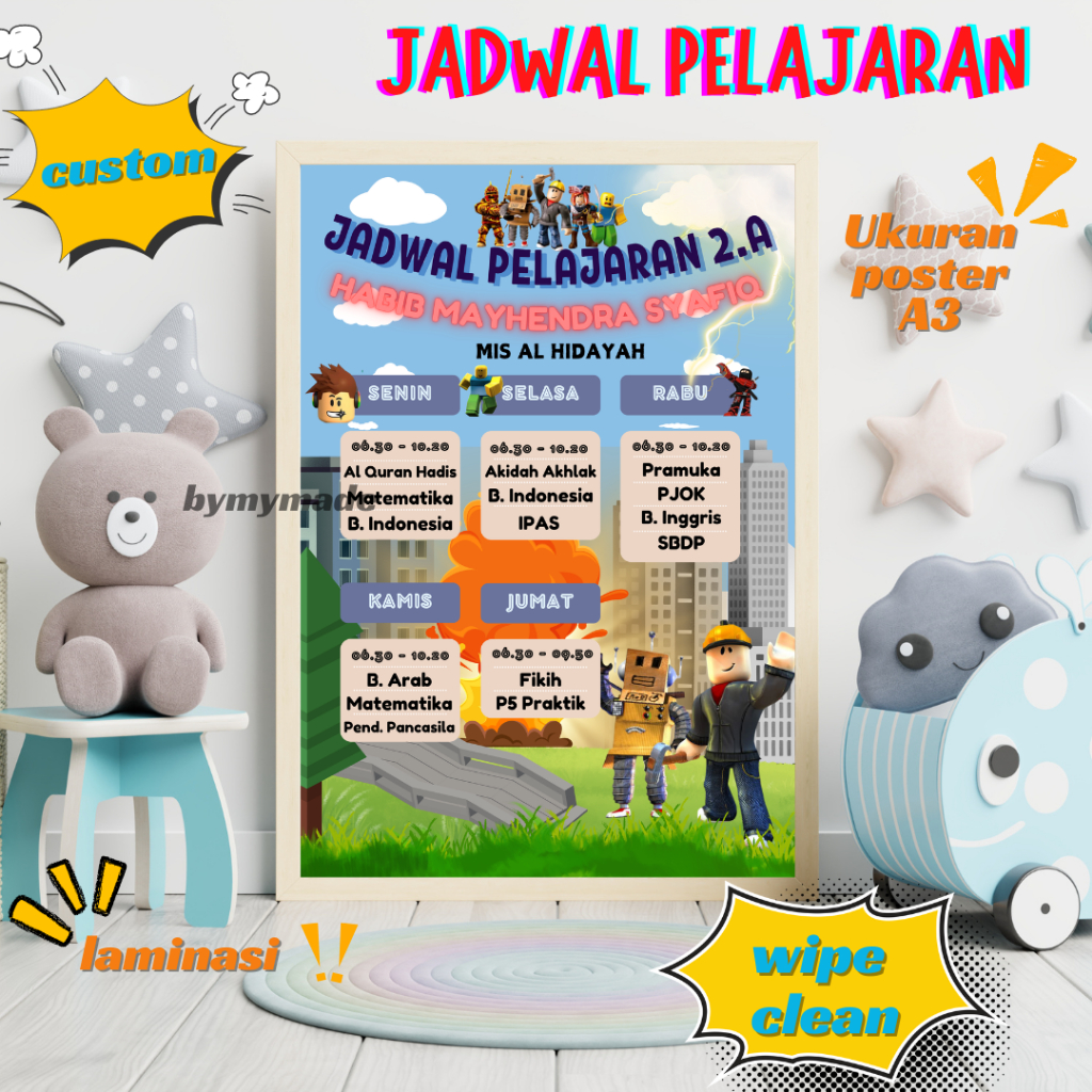 

JADWAL PELAJARAN CUSTOM REQUEST NAMA ANAK COWO TEMA DAN JADWAL POSTER CLASS SCHEDULE JADWAL KELAS MURAH