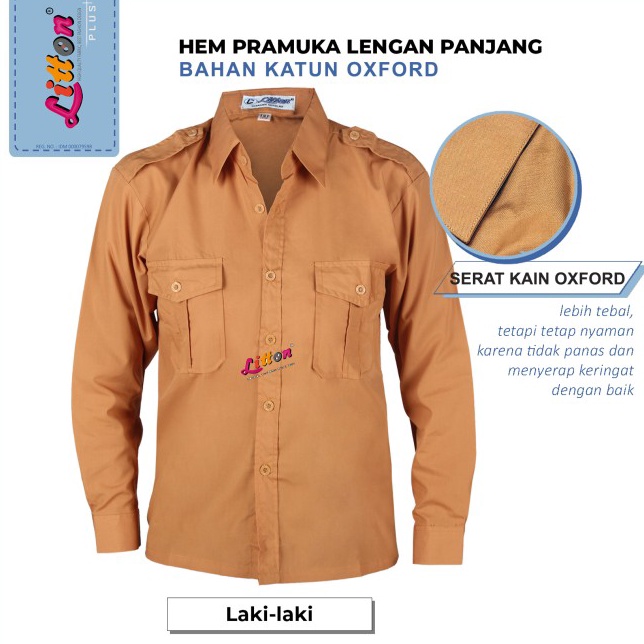 LITTON Baju Seragam Sekolah Pramuka Laki SD SMP SMA Lengan Panjang  2