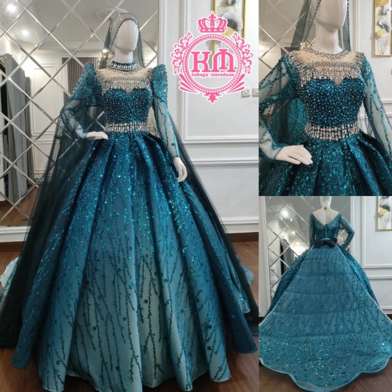 gaun pengantin / gaun pengantin premium gradasi / gaun pengantin gradasi sequin / gaun pengantin mus