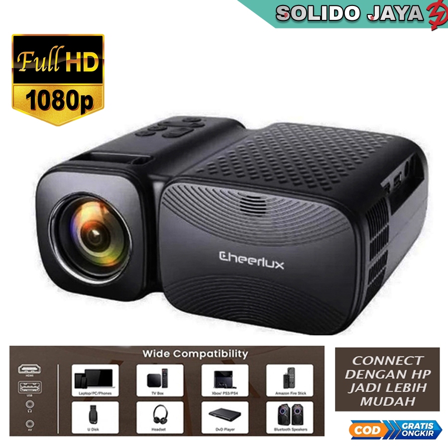 Proyektor Projector Terbaru 2024 Layar Tancap C11 Wifi - Projektor 720P 80 ANSI Lumens (2000 Lumens)