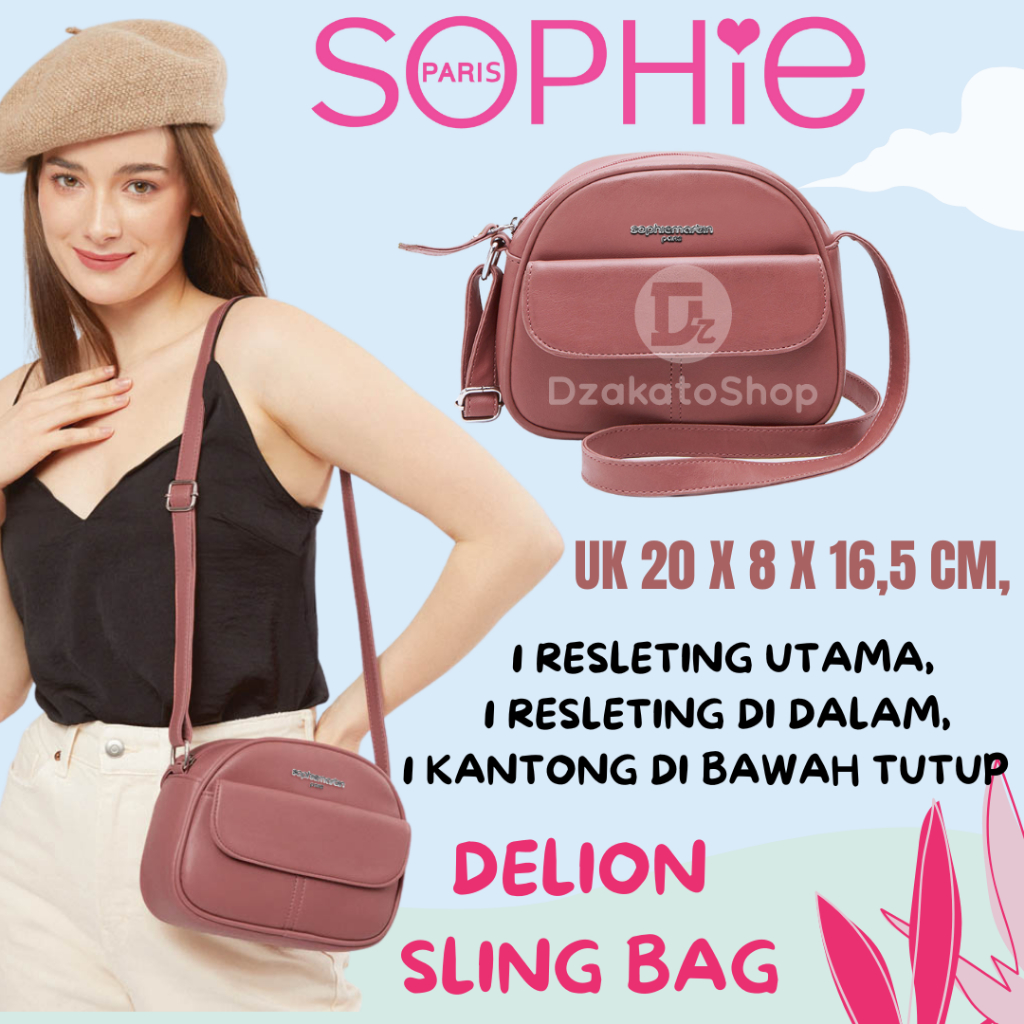 Tas Selempang Sophie Martin Paris Terbaru 2025 Kekinian Promo Wanita Delion Pink Eksclusive Original