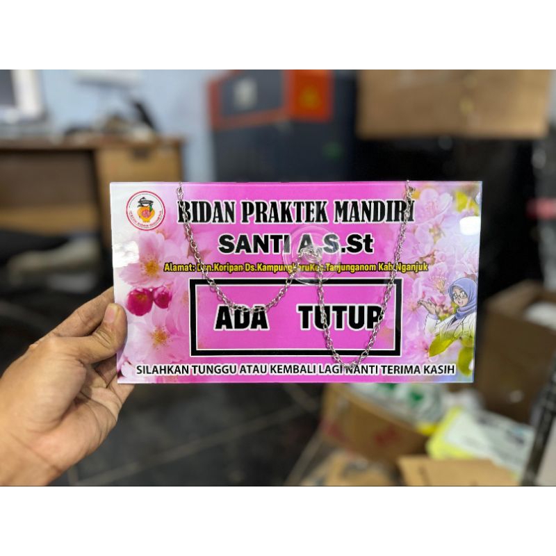 Papan nama bidan - papan akrilik - papan nama dokter - papan nama perawat