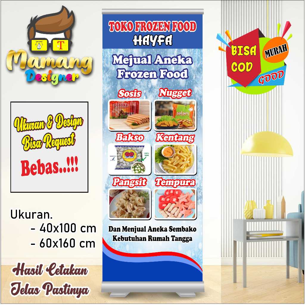 Banner Spanduk MMT Toko Frozen Food atau Seafood Bagus Murah bb