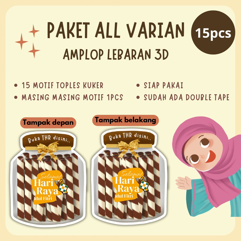 

(15pcs) Paket Amplop Lebaran Model Toples 3D/Amplop Lebaran Hits 2025