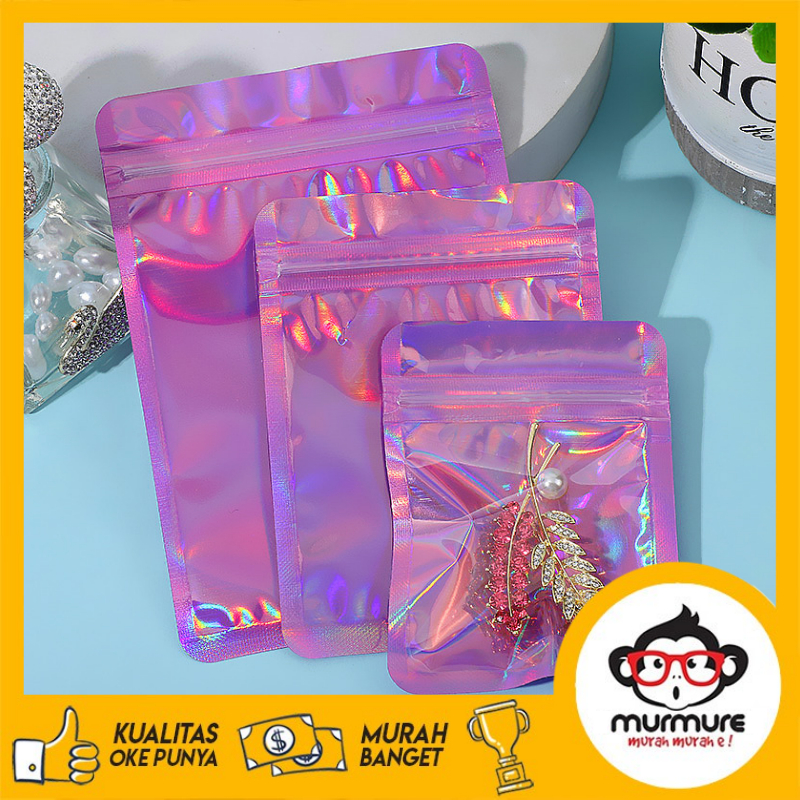 

MURMURE I 1 PCS PLASTIK ZIPLOCK HOLOGRAM PINK UJUNG LENGKUNG BUNGKUS PERMEN AKSESORIS