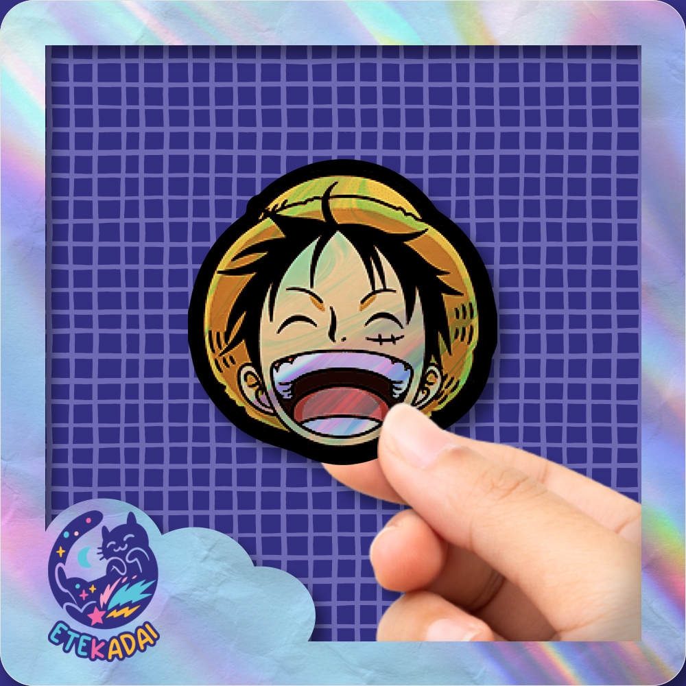 

Stiker Hologram Anime One Piece Luffy Head