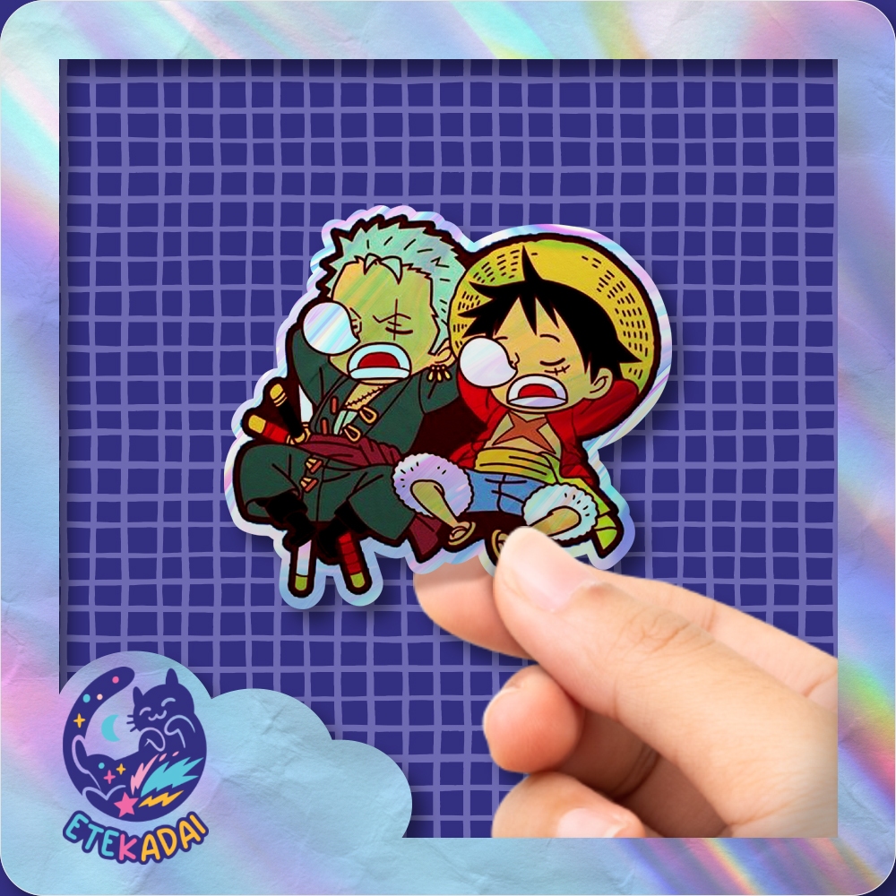 

Stiker Hologram Anime One Piece Luffy Zoro Sleep